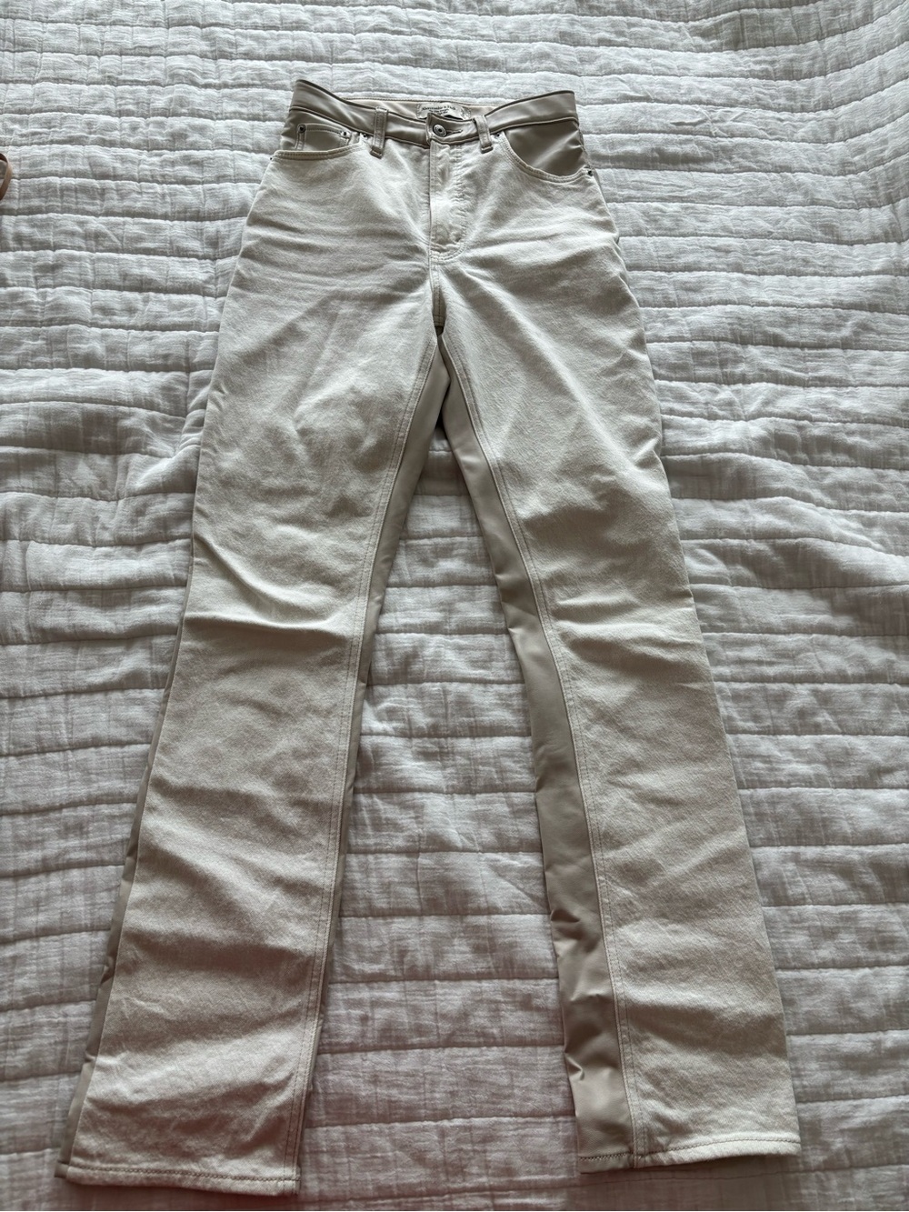 Abercrombie & Fitch Cream Slim Straight Ultra High Rise Jeans